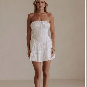 Sabo Skirt White Strapless Mini Dress